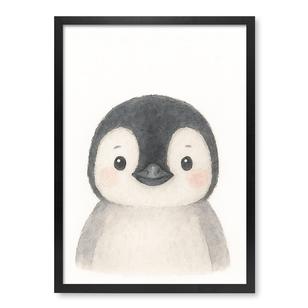 Animal Friends Penguin Children's Wall Art Print A2 (42 x 59.4cm) / Matte Black Frame / No Border from our Australian Made Framed Wall Art, Prints & Posters collection by Profile Products (Australia) Pty Ltd