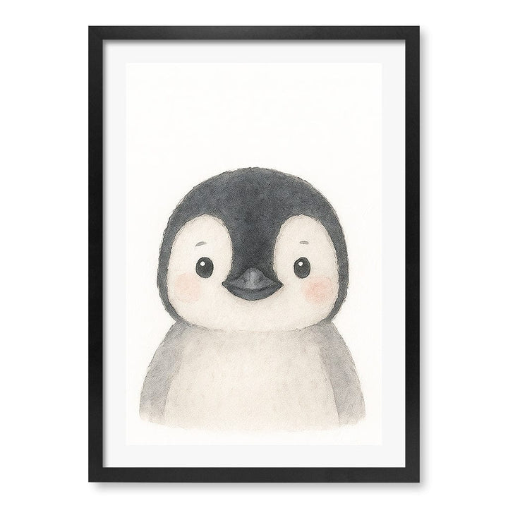 Animal Friends Penguin Children's Wall Art Print A2 (42 x 59.4cm) / Matte Black Frame / White Border from our Australian Made Framed Wall Art, Prints & Posters collection by Profile Products (Australia) Pty Ltd