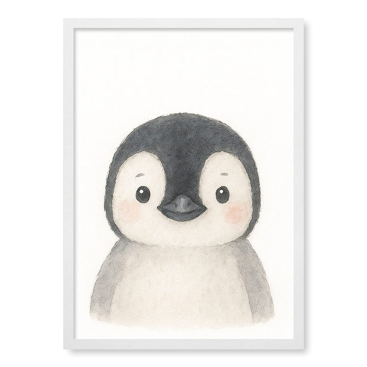 Animal Friends Penguin Children's Wall Art Print A2 (42 x 59.4cm) / Matte White Frame / No Border from our Australian Made Framed Wall Art, Prints & Posters collection by Profile Products (Australia) Pty Ltd