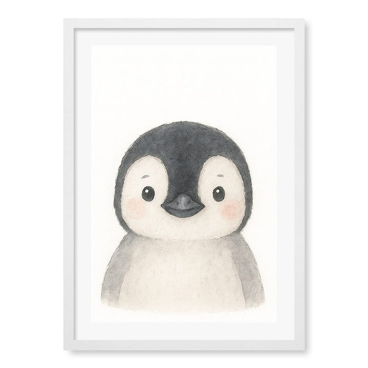 Animal Friends Penguin Children's Wall Art Print A2 (42 x 59.4cm) / Matte White Frame / White Border from our Australian Made Framed Wall Art, Prints & Posters collection by Profile Products (Australia) Pty Ltd