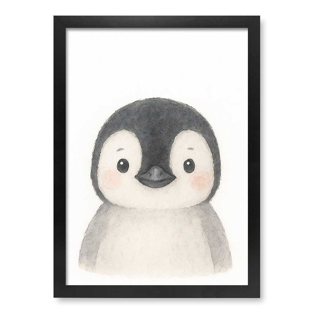 Animal Friends Penguin Children's Wall Art Print A3 (29.7 x 42cm) / Matte Black Frame / No Border from our Australian Made Framed Wall Art, Prints & Posters collection by Profile Products (Australia) Pty Ltd