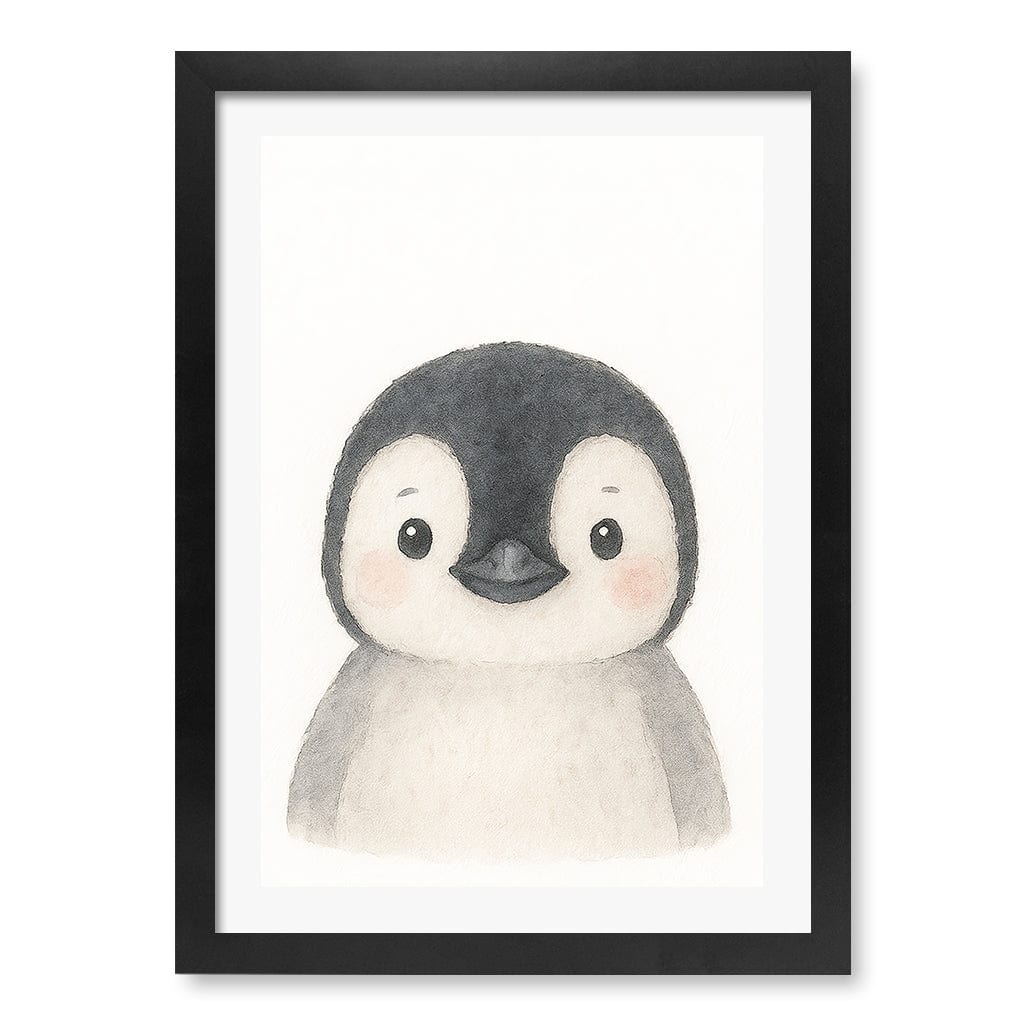 Animal Friends Penguin Children's Wall Art Print A3 (29.7 x 42cm) / Matte Black Frame / White Border from our Australian Made Framed Wall Art, Prints & Posters collection by Profile Products (Australia) Pty Ltd