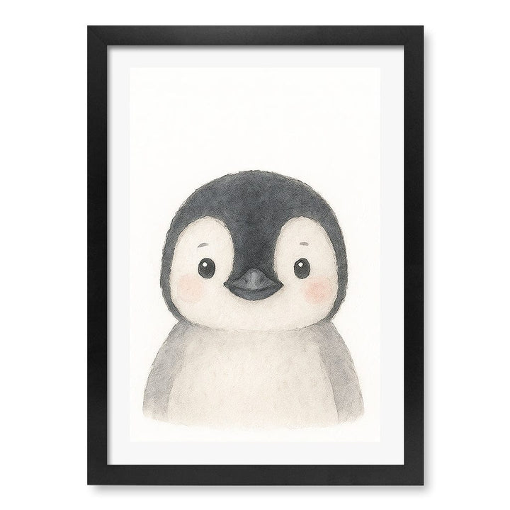 Animal Friends Penguin Children's Wall Art Print A3 (29.7 x 42cm) / Matte Black Frame / White Border from our Australian Made Framed Wall Art, Prints & Posters collection by Profile Products (Australia) Pty Ltd