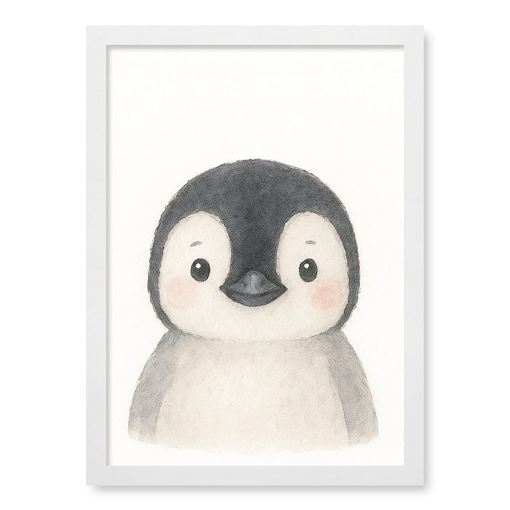 Animal Friends Penguin Children's Wall Art Print A3 (29.7 x 42cm) / Matte White Frame / No Border from our Australian Made Framed Wall Art, Prints & Posters collection by Profile Products (Australia) Pty Ltd