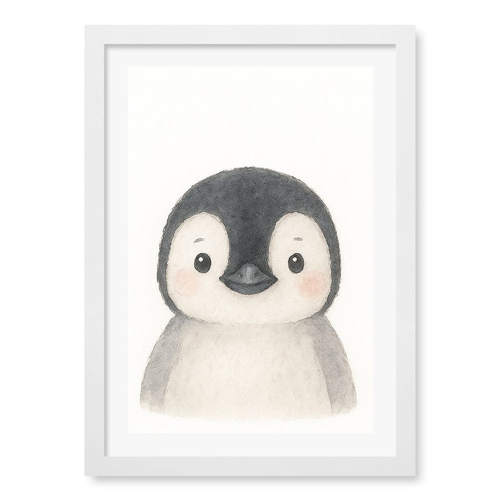 Animal Friends Penguin Children's Wall Art Print A3 (29.7 x 42cm) / Matte White Frame / White Border from our Australian Made Framed Wall Art, Prints & Posters collection by Profile Products (Australia) Pty Ltd