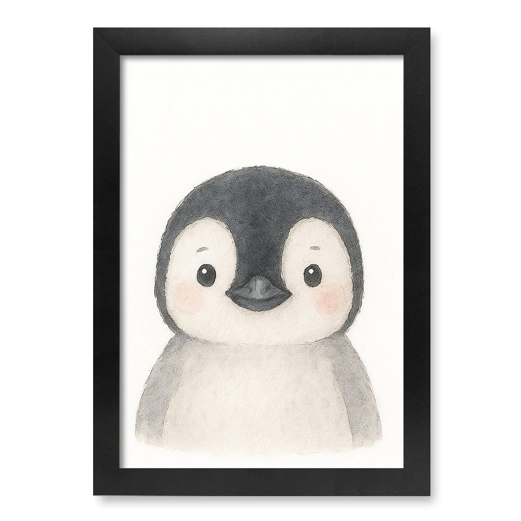 Animal Friends Penguin Children's Wall Art Print A4 (21 x 29.7cm) / Matte Black Frame / No Border from our Australian Made Framed Wall Art, Prints & Posters collection by Profile Products (Australia) Pty Ltd
