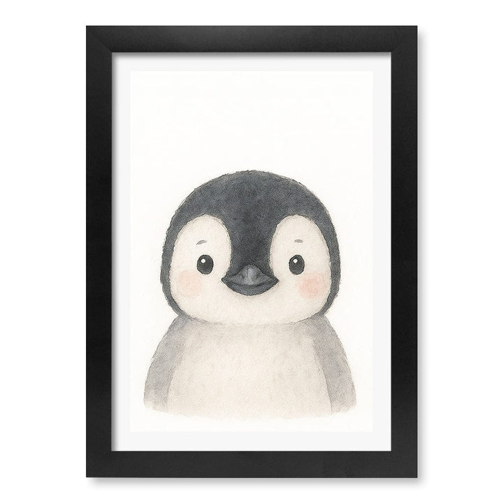 Animal Friends Penguin Children's Wall Art Print A4 (21 x 29.7cm) / Matte Black Frame / White Border from our Australian Made Framed Wall Art, Prints & Posters collection by Profile Products (Australia) Pty Ltd