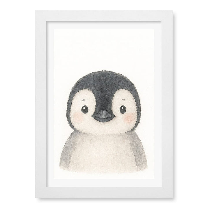Animal Friends Penguin Children's Wall Art Print A4 (21 x 29.7cm) / Matte White Frame / White Border from our Australian Made Framed Wall Art, Prints & Posters collection by Profile Products (Australia) Pty Ltd