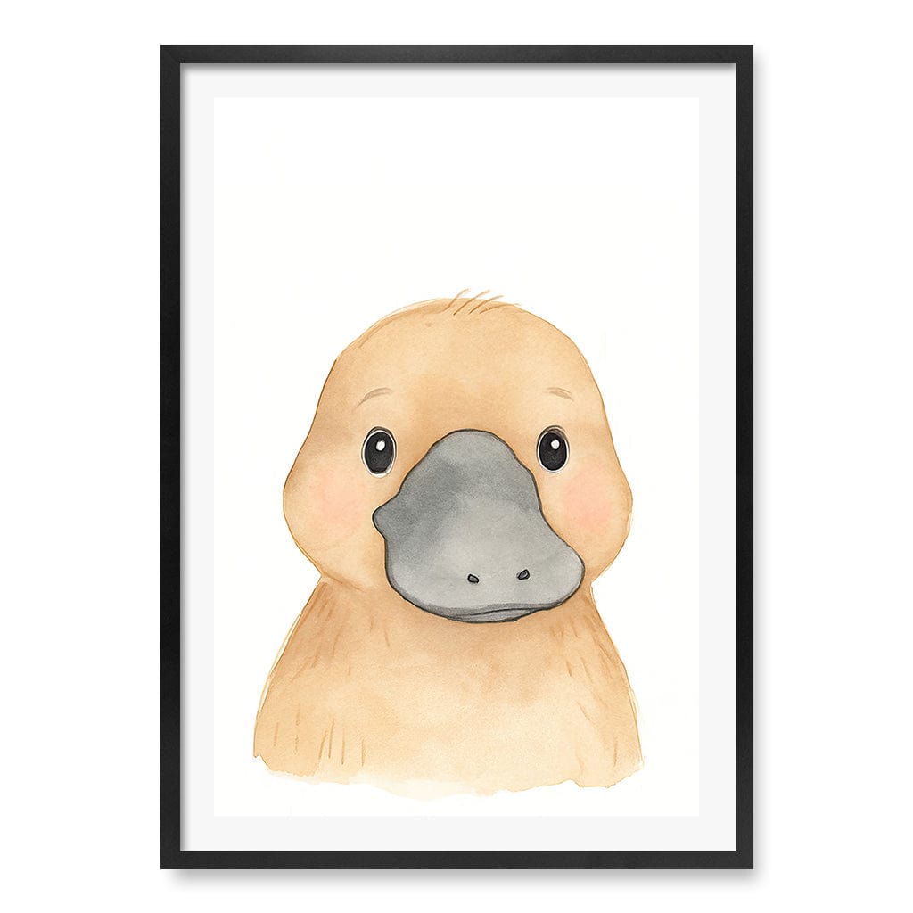 Animal Friends Platypus Children's Wall Art Print A1 (59.4 x 84.1cm) / Matte Black Frame / White Border from our Australian Made Framed Wall Art, Prints & Posters collection by Profile Products (Australia) Pty Ltd