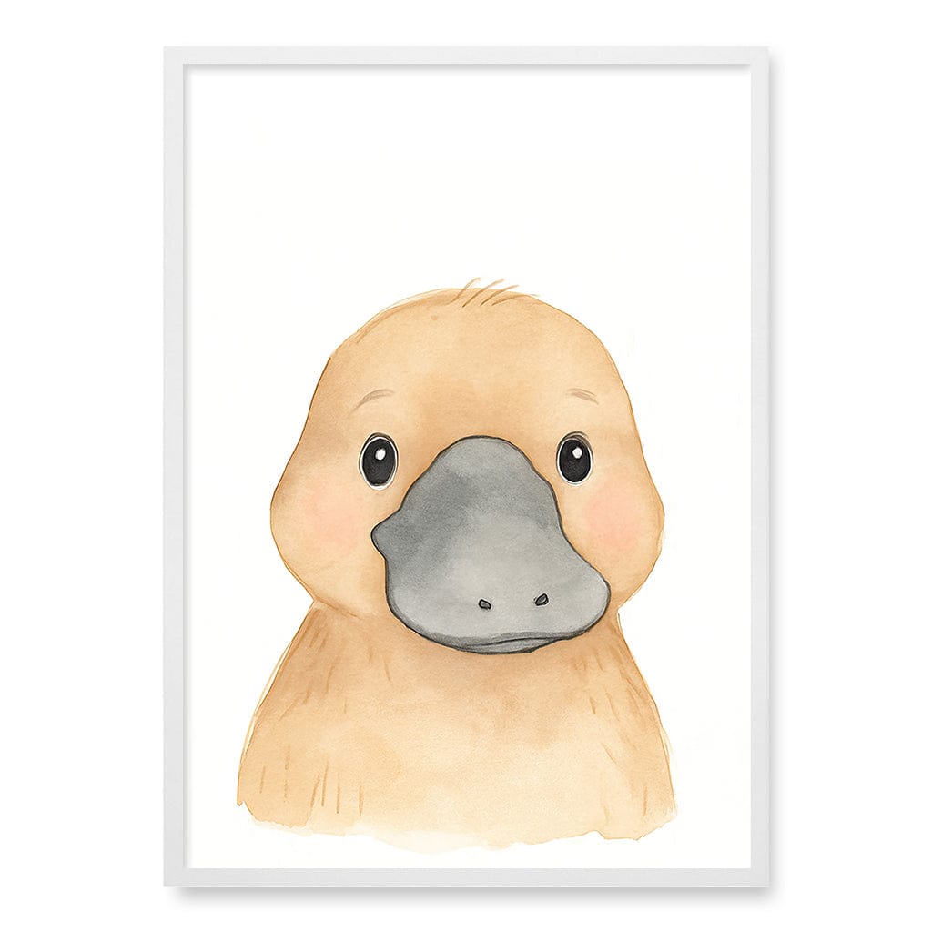 Animal Friends Platypus Children's Wall Art Print A1 (59.4 x 84.1cm) / Matte White Frame / No Border from our Australian Made Framed Wall Art, Prints & Posters collection by Profile Products (Australia) Pty Ltd