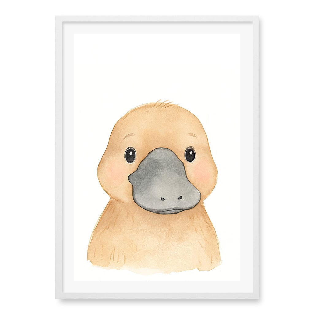 Animal Friends Platypus Children's Wall Art Print A1 (59.4 x 84.1cm) / Matte White Frame / White Border from our Australian Made Framed Wall Art, Prints & Posters collection by Profile Products (Australia) Pty Ltd