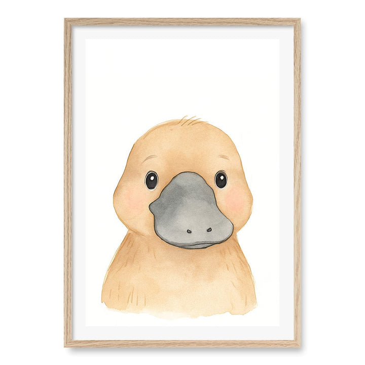 Animal Friends Platypus Children's Wall Art Print A1 (59.4 x 84.1cm) / Natural Oak Frame / White Border from our Australian Made Framed Wall Art, Prints & Posters collection by Profile Products (Australia) Pty Ltd