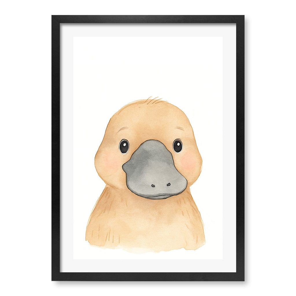 Animal Friends Platypus Children's Wall Art Print A2 (42 x 59.4cm) / Matte Black Frame / White Border from our Australian Made Framed Wall Art, Prints & Posters collection by Profile Products (Australia) Pty Ltd