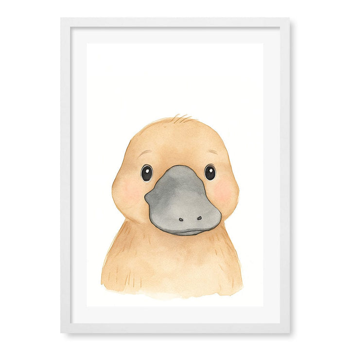Animal Friends Platypus Children's Wall Art Print A2 (42 x 59.4cm) / Matte White Frame / White Border from our Australian Made Framed Wall Art, Prints & Posters collection by Profile Products (Australia) Pty Ltd