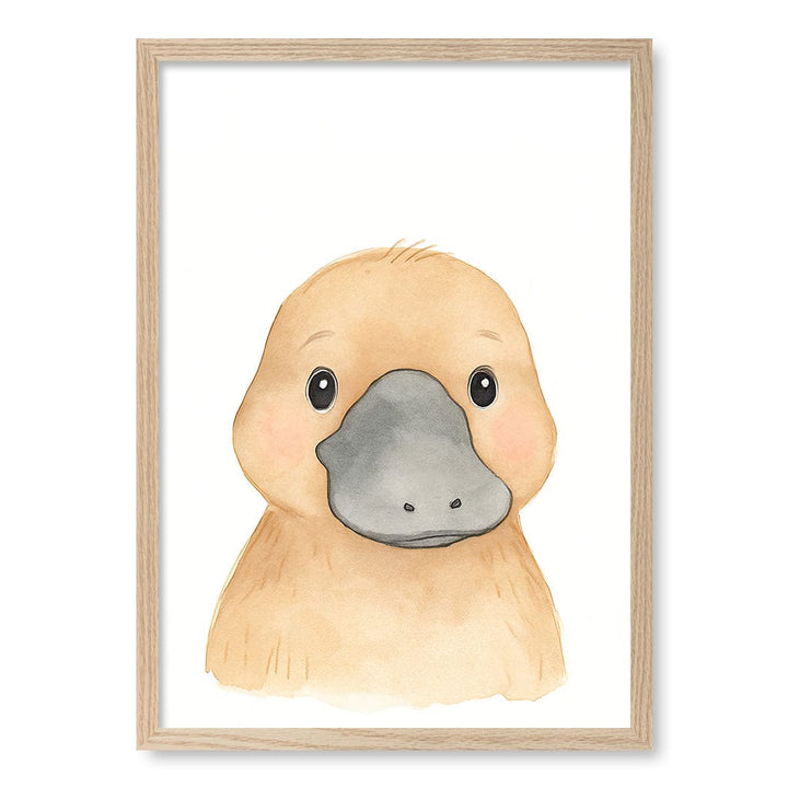 Animal Friends Platypus Children's Wall Art Print A2 (42 x 59.4cm) / Natural Oak Frame / No Border from our Australian Made Framed Wall Art, Prints & Posters collection by Profile Products (Australia) Pty Ltd
