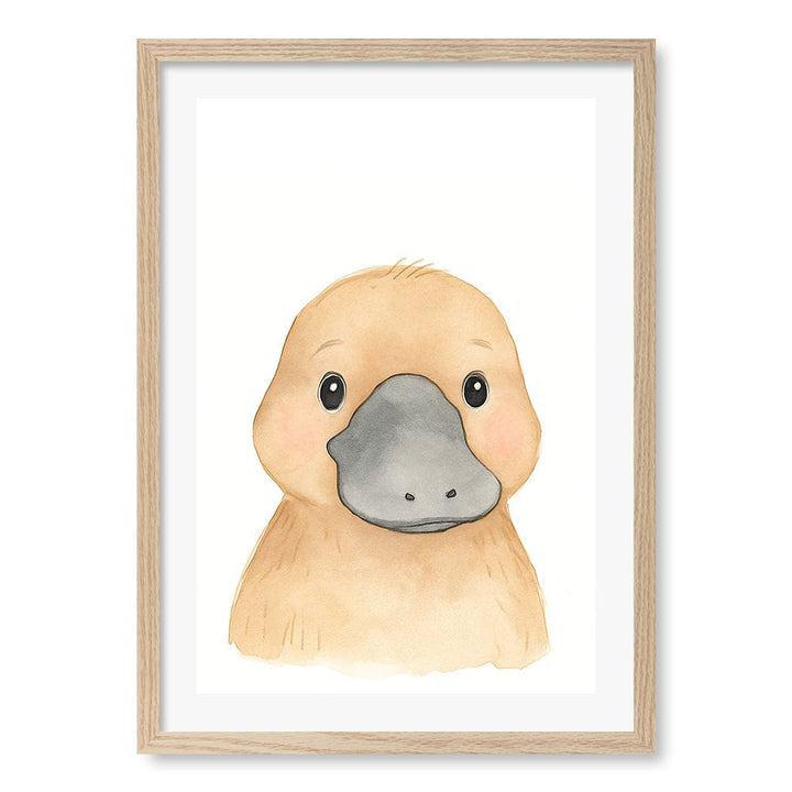 Animal Friends Platypus Children's Wall Art Print A2 (42 x 59.4cm) / Natural Oak Frame / White Border from our Australian Made Framed Wall Art, Prints & Posters collection by Profile Products (Australia) Pty Ltd