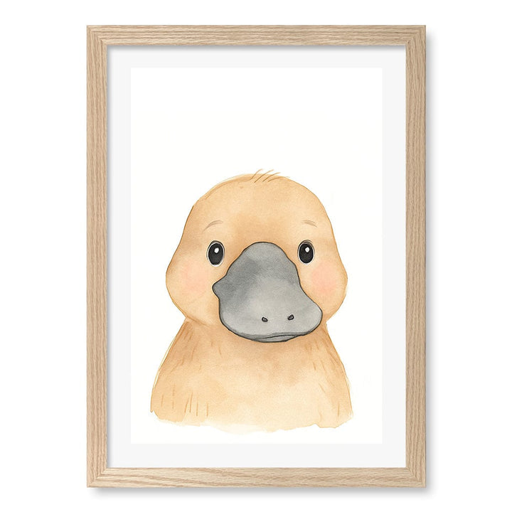 Animal Friends Platypus Children's Wall Art Print A3 (29.7 x 42cm) / Natural Oak Frame / White Border from our Australian Made Framed Wall Art, Prints & Posters collection by Profile Products (Australia) Pty Ltd