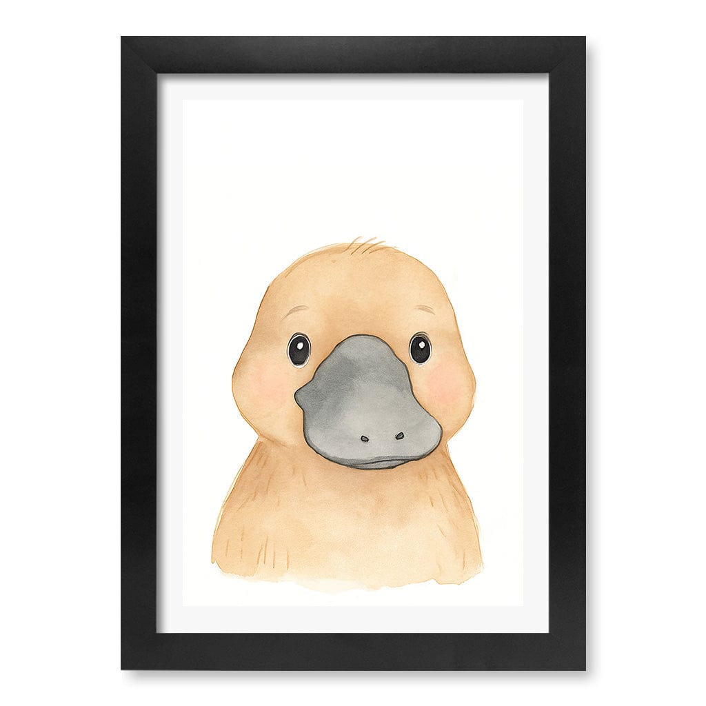 Animal Friends Platypus Children's Wall Art Print A4 (21 x 29.7cm) / Matte Black Frame / White Border from our Australian Made Framed Wall Art, Prints & Posters collection by Profile Products (Australia) Pty Ltd