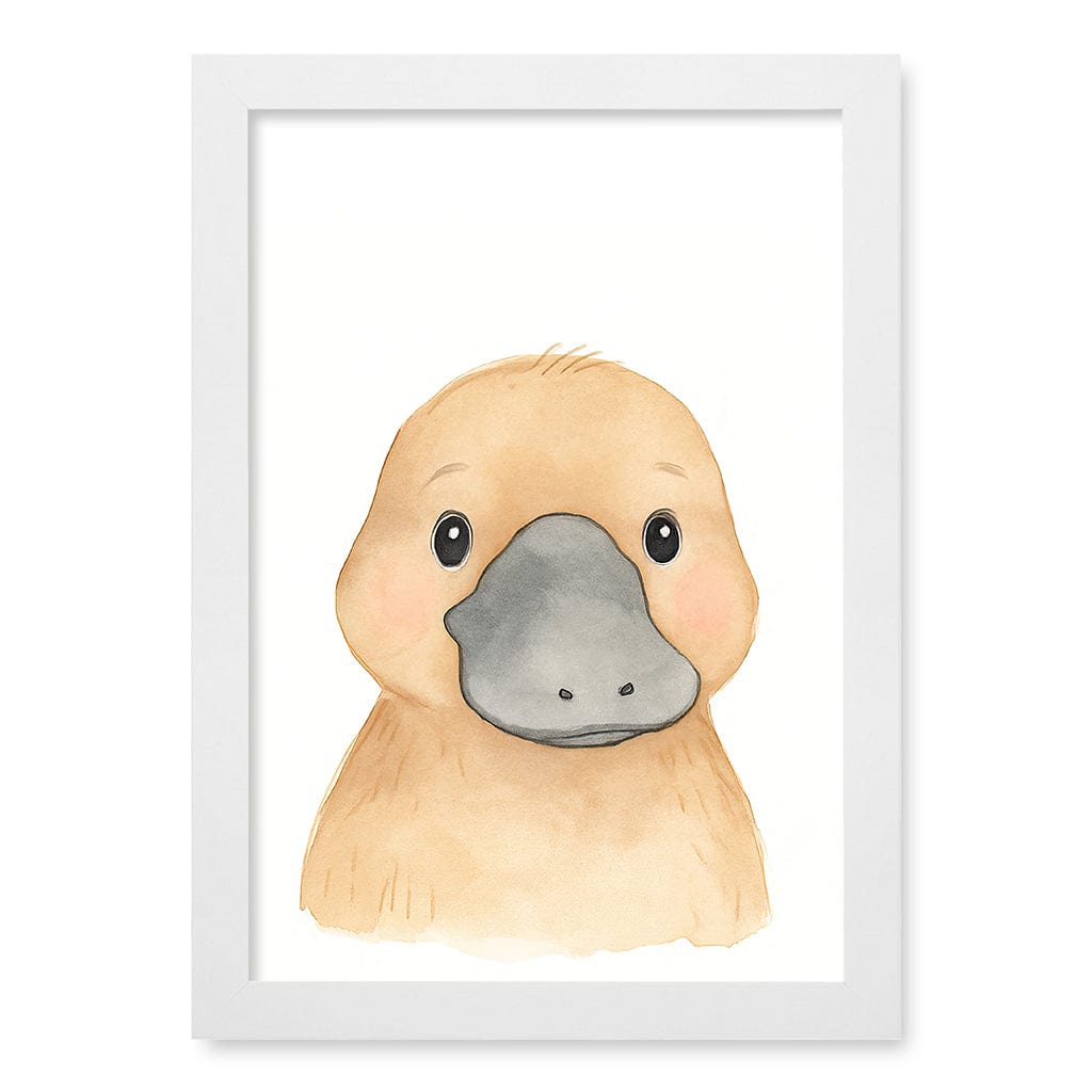 Animal Friends Platypus Children's Wall Art Print A4 (21 x 29.7cm) / Matte White Frame / No Border from our Australian Made Framed Wall Art, Prints & Posters collection by Profile Products (Australia) Pty Ltd
