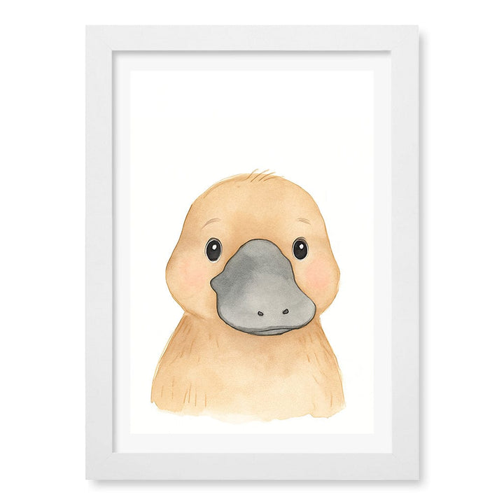 Animal Friends Platypus Children's Wall Art Print A4 (21 x 29.7cm) / Matte White Frame / White Border from our Australian Made Framed Wall Art, Prints & Posters collection by Profile Products (Australia) Pty Ltd