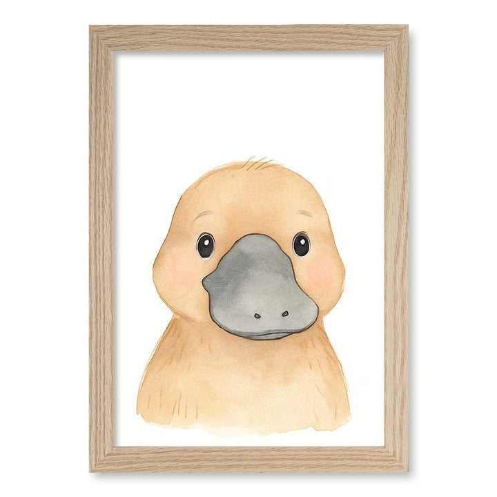Animal Friends Platypus Children's Wall Art Print A4 (21 x 29.7cm) / Natural Oak Frame / No Border from our Australian Made Framed Wall Art, Prints & Posters collection by Profile Products (Australia) Pty Ltd