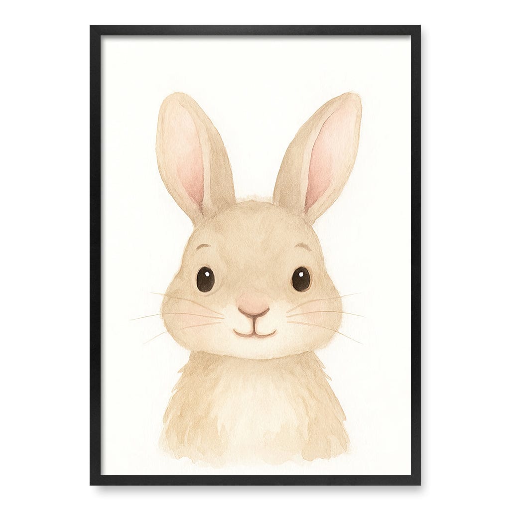 Animal Friends Rabbit Children's Wall Art Print A1 (59.4 x 84.1cm) / Matte Black Frame / No Border from our Australian Made Framed Wall Art, Prints & Posters collection by Profile Products (Australia) Pty Ltd