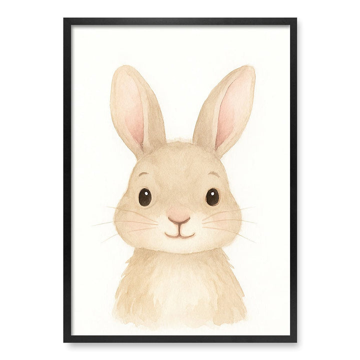Animal Friends Rabbit Children's Wall Art Print A1 (59.4 x 84.1cm) / Matte Black Frame / No Border from our Australian Made Framed Wall Art, Prints & Posters collection by Profile Products (Australia) Pty Ltd