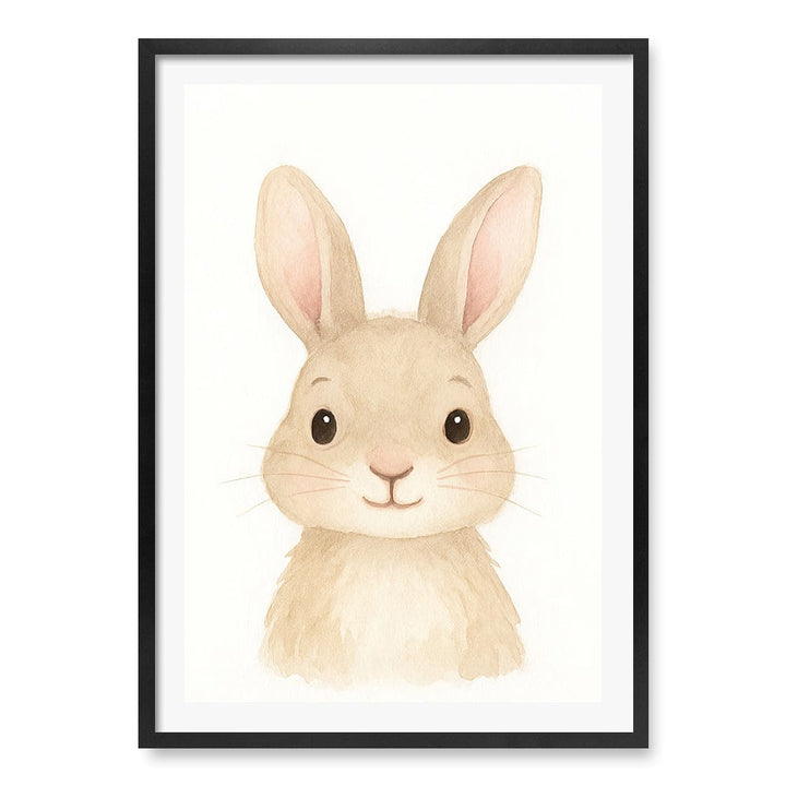 Animal Friends Rabbit Children's Wall Art Print A1 (59.4 x 84.1cm) / Matte Black Frame / White Border from our Australian Made Framed Wall Art, Prints & Posters collection by Profile Products (Australia) Pty Ltd