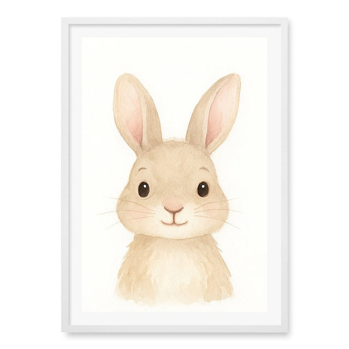 Animal Friends Rabbit Children's Wall Art Print A1 (59.4 x 84.1cm) / Matte White Frame / White Border from our Australian Made Framed Wall Art, Prints & Posters collection by Profile Products (Australia) Pty Ltd