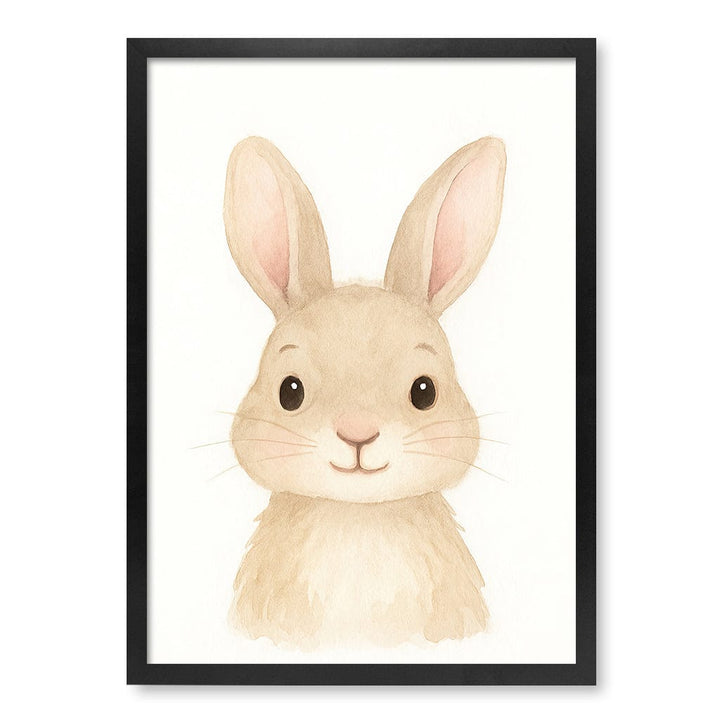 Animal Friends Rabbit Children's Wall Art Print A2 (42 x 59.4cm) / Matte Black Frame / No Border from our Australian Made Framed Wall Art, Prints & Posters collection by Profile Products (Australia) Pty Ltd
