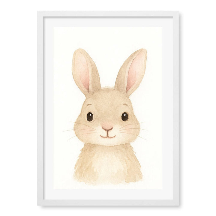 Animal Friends Rabbit Children's Wall Art Print A2 (42 x 59.4cm) / Matte White Frame / White Border from our Australian Made Framed Wall Art, Prints & Posters collection by Profile Products (Australia) Pty Ltd