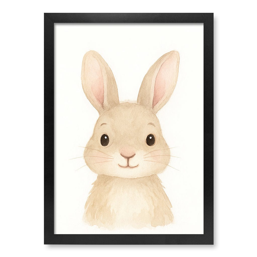 Animal Friends Rabbit Children's Wall Art Print A3 (29.7 x 42cm) / Matte Black Frame / No Border from our Australian Made Framed Wall Art, Prints & Posters collection by Profile Products (Australia) Pty Ltd