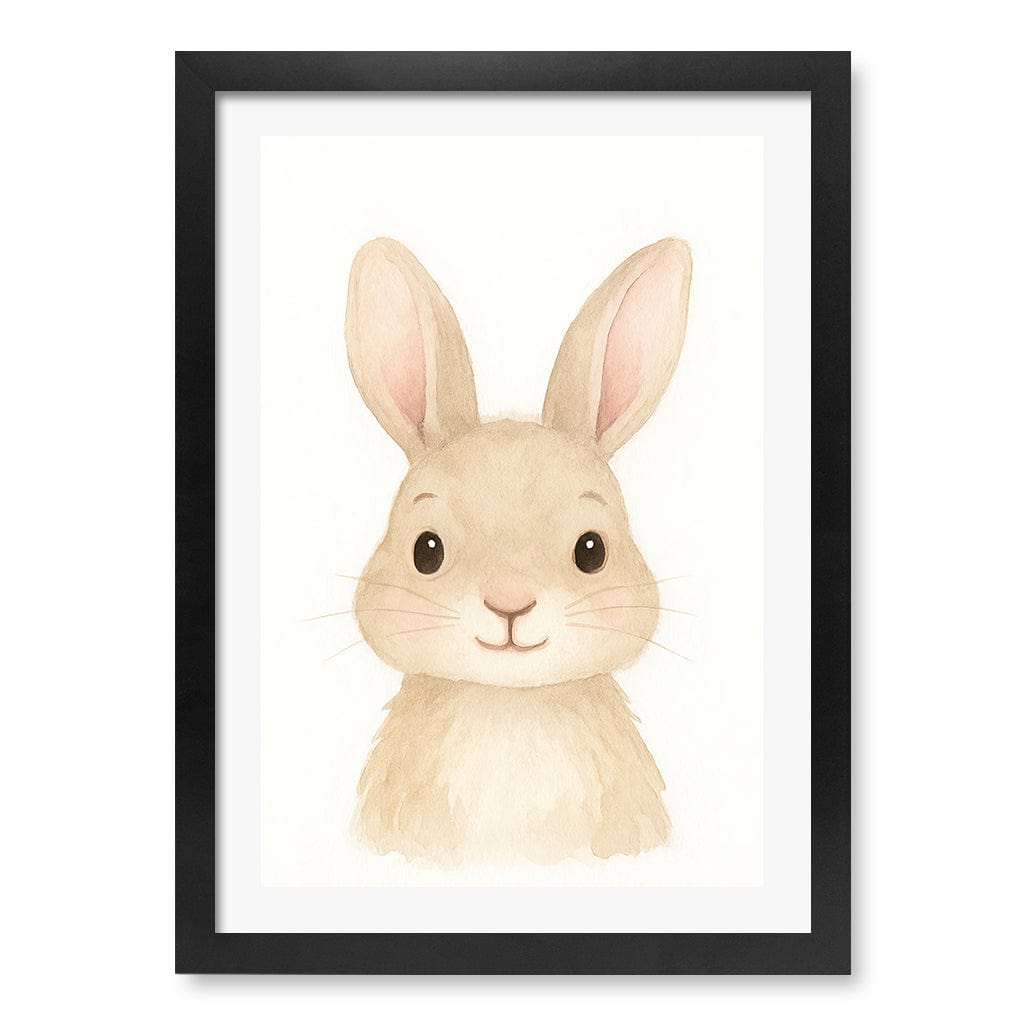Animal Friends Rabbit Children's Wall Art Print A3 (29.7 x 42cm) / Matte Black Frame / White Border from our Australian Made Framed Wall Art, Prints & Posters collection by Profile Products (Australia) Pty Ltd