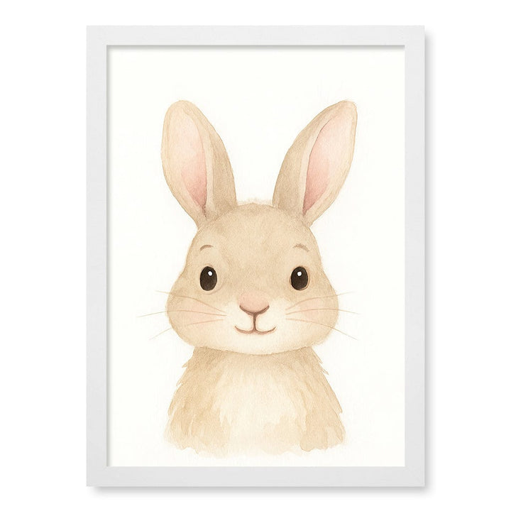 Animal Friends Rabbit Children's Wall Art Print A3 (29.7 x 42cm) / Matte White Frame / No Border from our Australian Made Framed Wall Art, Prints & Posters collection by Profile Products (Australia) Pty Ltd