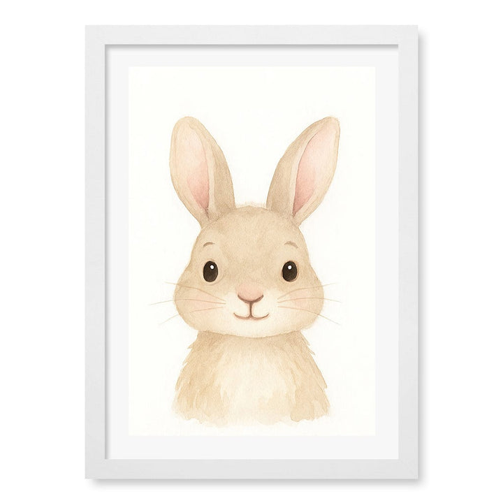 Animal Friends Rabbit Children's Wall Art Print A3 (29.7 x 42cm) / Matte White Frame / White Border from our Australian Made Framed Wall Art, Prints & Posters collection by Profile Products (Australia) Pty Ltd