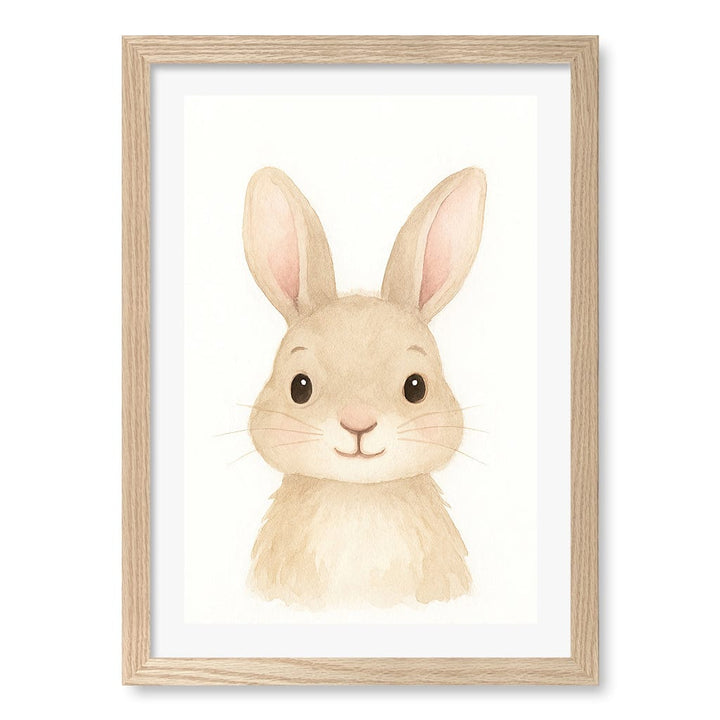 Animal Friends Rabbit Children's Wall Art Print A3 (29.7 x 42cm) / Natural Oak Frame / White Border from our Australian Made Framed Wall Art, Prints & Posters collection by Profile Products (Australia) Pty Ltd