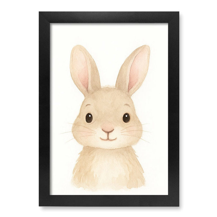 Animal Friends Rabbit Children's Wall Art Print A4 (21 x 29.7cm) / Matte Black Frame / No Border from our Australian Made Framed Wall Art, Prints & Posters collection by Profile Products (Australia) Pty Ltd