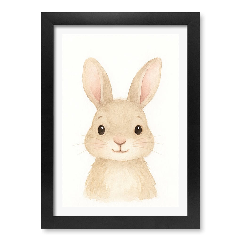 Animal Friends Rabbit Children's Wall Art Print A4 (21 x 29.7cm) / Matte Black Frame / White Border from our Australian Made Framed Wall Art, Prints & Posters collection by Profile Products (Australia) Pty Ltd