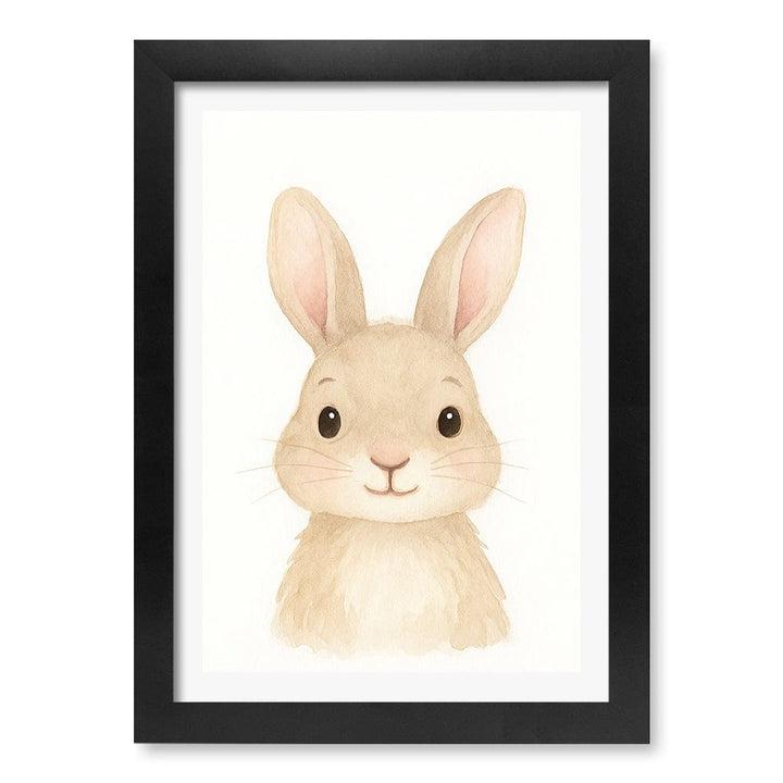 Animal Friends Rabbit Children's Wall Art Print A4 (21 x 29.7cm) / Matte Black Frame / White Border from our Australian Made Framed Wall Art, Prints & Posters collection by Profile Products (Australia) Pty Ltd