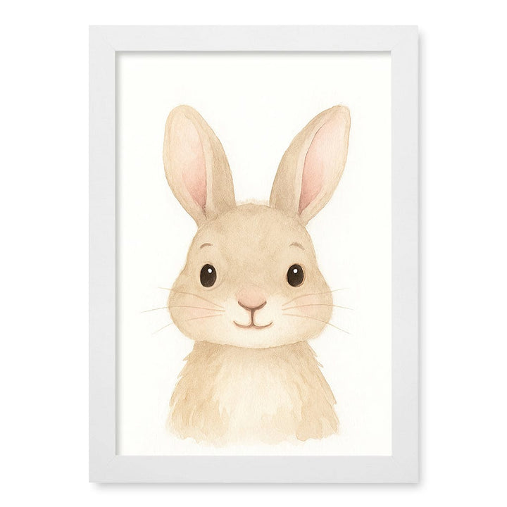 Animal Friends Rabbit Children's Wall Art Print A4 (21 x 29.7cm) / Matte White Frame / No Border from our Australian Made Framed Wall Art, Prints & Posters collection by Profile Products (Australia) Pty Ltd