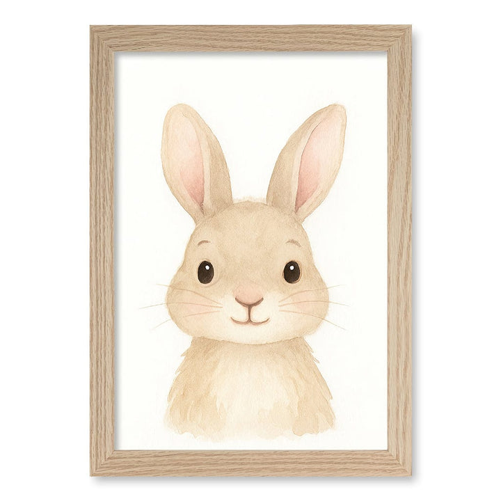 Animal Friends Rabbit Children's Wall Art Print A4 (21 x 29.7cm) / Natural Oak Frame / No Border from our Australian Made Framed Wall Art, Prints & Posters collection by Profile Products (Australia) Pty Ltd