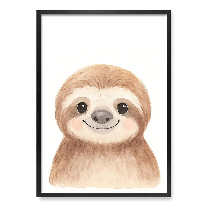 Animal Friends Sloth Children's Wall Art Print A1 (59.4 x 84.1cm) / Matte Black Frame / No Border from our Australian Made Framed Wall Art, Prints & Posters collection by Profile Products (Australia) Pty Ltd