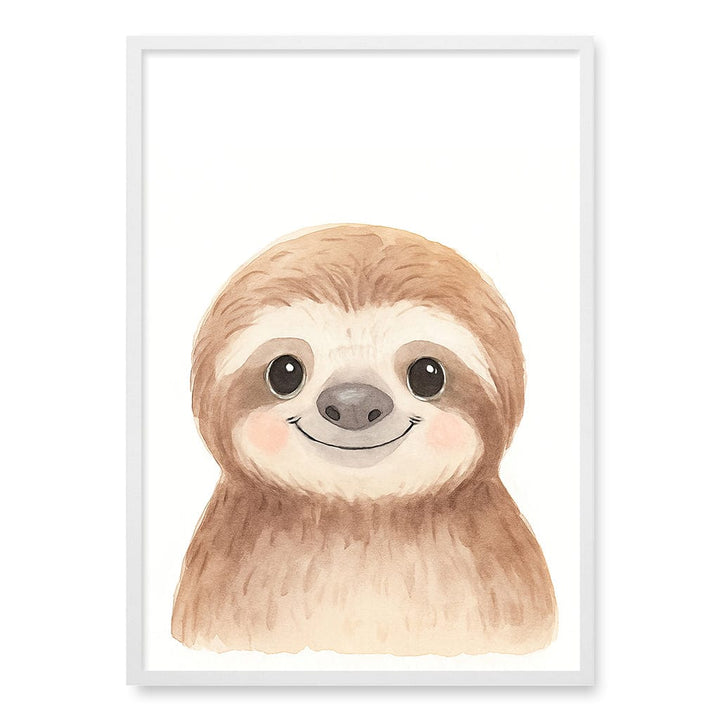 Animal Friends Sloth Children's Wall Art Print A1 (59.4 x 84.1cm) / Matte White Frame / No Border from our Australian Made Framed Wall Art, Prints & Posters collection by Profile Products (Australia) Pty Ltd