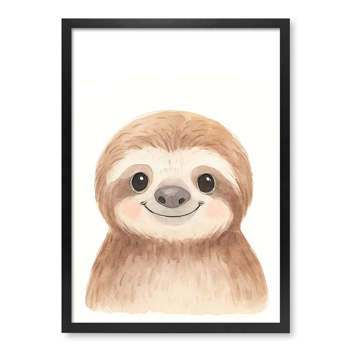 Animal Friends Sloth Children's Wall Art Print A2 (42 x 59.4cm) / Matte Black Frame / No Border from our Australian Made Framed Wall Art, Prints & Posters collection by Profile Products (Australia) Pty Ltd