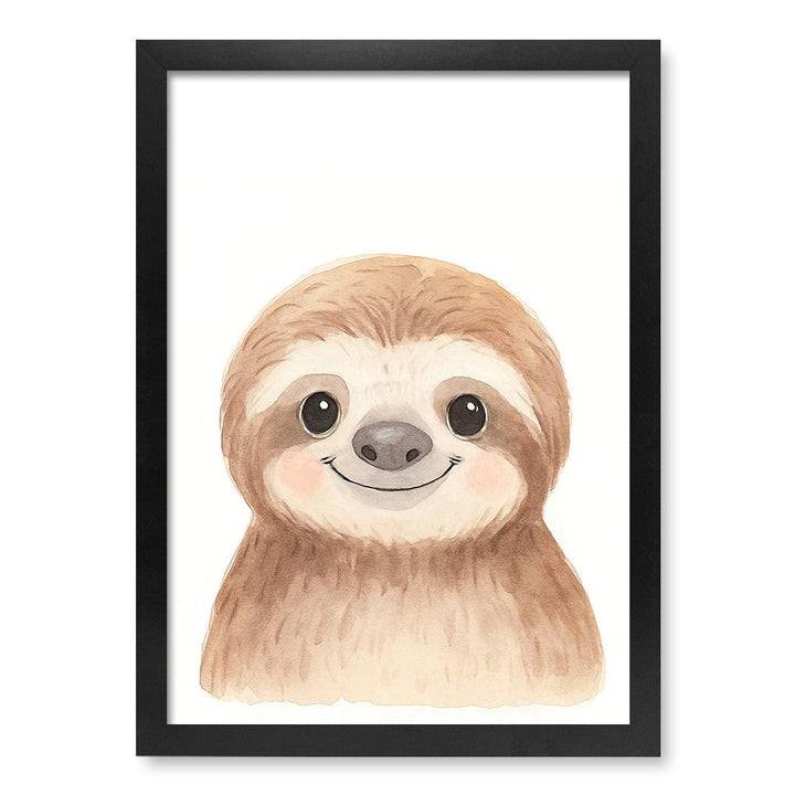Animal Friends Sloth Children's Wall Art Print A3 (29.7 x 42cm) / Matte Black Frame / No Border from our Australian Made Framed Wall Art, Prints & Posters collection by Profile Products (Australia) Pty Ltd