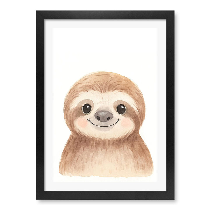 Animal Friends Sloth Children's Wall Art Print A3 (29.7 x 42cm) / Matte Black Frame / White Border from our Australian Made Framed Wall Art, Prints & Posters collection by Profile Products (Australia) Pty Ltd