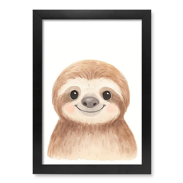 Animal Friends Sloth Children's Wall Art Print A4 (21 x 29.7cm) / Matte Black Frame / No Border from our Australian Made Framed Wall Art, Prints & Posters collection by Profile Products (Australia) Pty Ltd