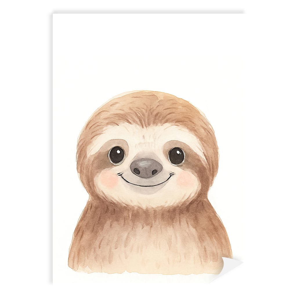 Animal Friends Sloth Children's Wall Art Print A4 (21 x 29.7cm) / Print Only / No Border from our Australian Made Framed Wall Art, Prints & Posters collection by Profile Products (Australia) Pty Ltd