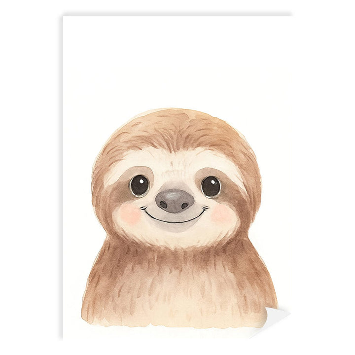 Animal Friends Sloth Children's Wall Art Print A4 (21 x 29.7cm) / Print Only / No Border from our Australian Made Framed Wall Art, Prints & Posters collection by Profile Products (Australia) Pty Ltd