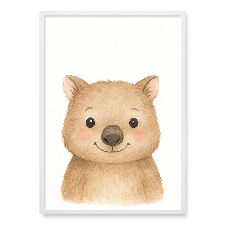 Animal Friends Wombat Children's Wall Art Print A1 (59.4 x 84.1cm) / Matte White Frame / No Border from our Australian Made Framed Wall Art, Prints & Posters collection by Profile Products (Australia) Pty Ltd